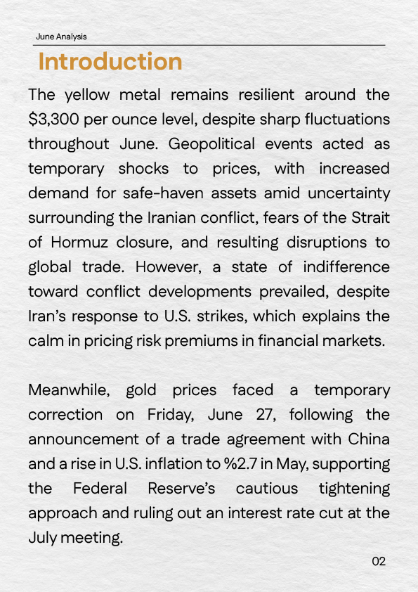"Analysis of gold price resilience above $3,300 in June 2025, driven by Middle East tensions and trade uncertainty."