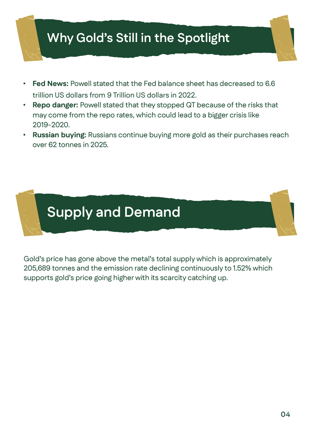 Slide showing a 3% rise in global gold demand to 1,313 tons, with record Q3 value at $146 billion, fueled by ETF inflows.